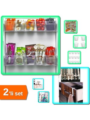 Hereveoyuncak 6 Adet Buzdolabı Içi Mini Organizer Kutu + 6 Adet Çekmece Havluppan Askısı - 2li Set A1A0E5