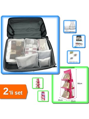 Hereveoyuncak 6 Parça Anne Bebek Hastane Çantası + 6 Gözlü Pratik Dolap Içi Çanta Askılığı - 2li Set J7X4S5