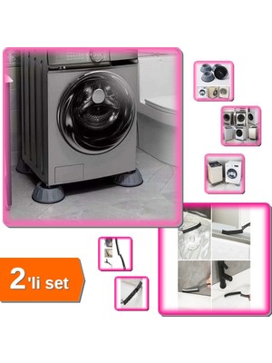 Hereveoyuncak Çamaşır Makinesi Titreşim Engelleyici 4 Adet + Kavisli Ince Kıl Temizlik Fırçası - 2li Set D2B6R9