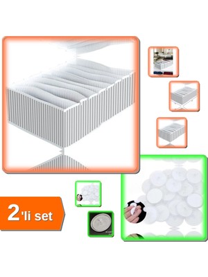 Hereveoyuncak 8 Bölmeli Xl Pratik Çekmece Düzenleyici + 20 Adet Şeffaf Disk 3 cm Çaplı Yapışkanlar - 2li Set M3R4U