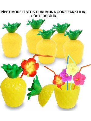 Ananas Hawaii Luau Aloha Pipetli Içecek Kabı Bardak 10X13 cm 1 Adet (Store-Mania)