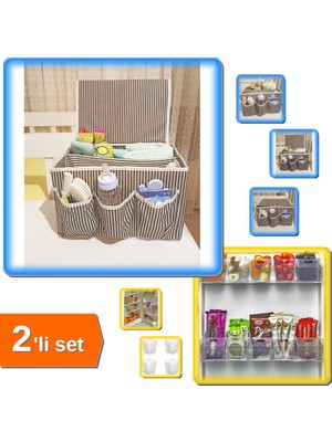 Hereveoyuncak 5 Bölmeli Bebek Beşik Başucu Organizer + 6 Adet Buzdolabı Kapak Düzenleyici - 2li Set S7N7U7