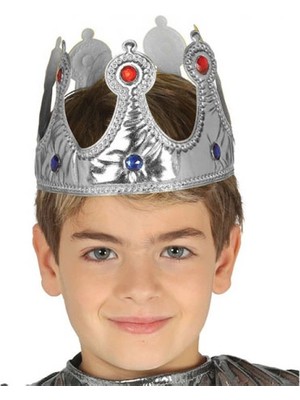 Gümüş Renk Kumaş Malzemeden Imal Çocuk Kral Tacı 57 cm (Store-Mania)