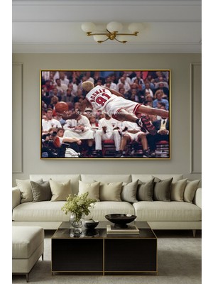 Wallivo Dennis Rodman "by Any Means" Temalı Modern Basketbol Gold Metal Çerçeveli Kanvas Tablo