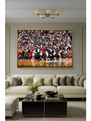 Wallivo Michael Jordan "the Shot" Model 2 - Tarihi Basketbol Anı Siyah Metal Çerçeveli Kanvas Tablo