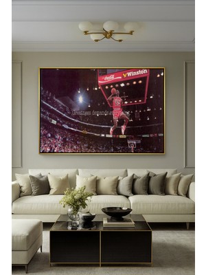 Wallivo Michael Jordan "greatness Demands Everything" Yazılı Motivasyon Bronz Metal Çerçeveli Kanvas Tablo