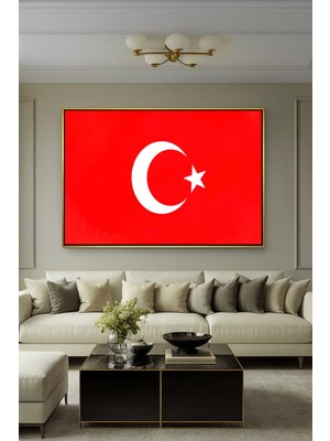 Wallivo Şanlı Türk Bayrağı Modern Sanat Yorumu - Model 2 Gold Metal Çerçeveli Kanvas Tablo