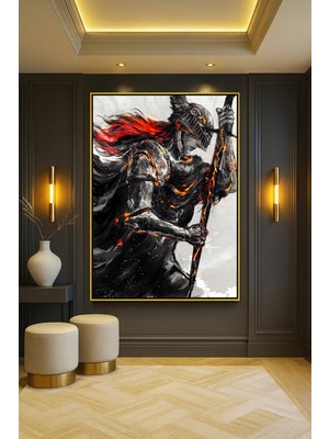 Wallivo Elden Ring Temalı Oyun Posteri - Model 6 Gamer Gümüş Metal Çerçeveli Kanvas Tablo