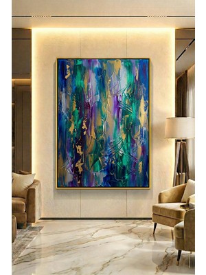 Wallivo Derin Suların Altın Yansımaları ve Rüyaları Bronz Metal Çerçeveli Kanvas Tablo