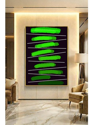 Wallivo Yeşil Tonlarının Ahengi Model 2 Siyah Metal Çerçeveli Kanvas Tablo