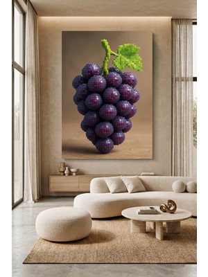 Wallivo Yuvarlak Mor Üzümler - Klasik Meyve Natürmort Kanvas Tablo