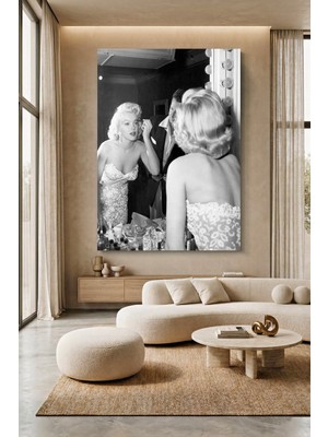 Wallivo Monokrom Sanat - Marilyn Monroe Makyaj Masası Kanvas Tablo