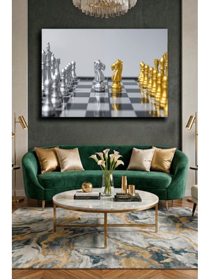 Wallivo Modern Satranç Temalı Sanatsal Çizim - Strateji ve Akıl Kanvas Tablo