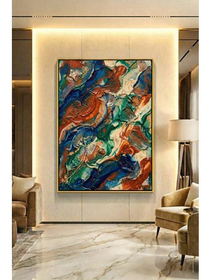 Wallivo Toprağın ve Suyun Kalın Dokulu Çatlakları Gümüş Metal Çerçeveli Kanvas Tablo