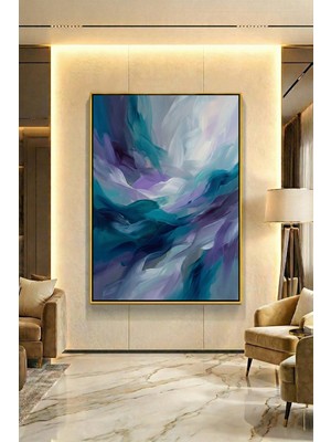 Wallivo Soğuk Ufukların Sessiz Akışı Siyah Metal Çerçeveli Kanvas Tablo