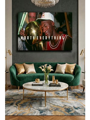 Wallivo Michael Jordan "worth Everything" Model 2 - Motivasyonel Spor Kanvas Tablo