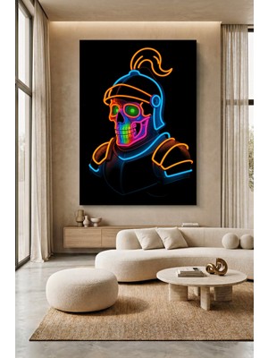 Wallivo Gülen Savaşçı Iskeleti Kanvas Tablo