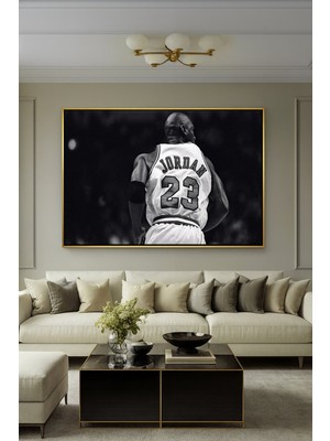 Wallivo Michael Jordan "aura" - Efsanevi Basketbolcu Modern Gold Metal Çerçeveli Kanvas Tablo
