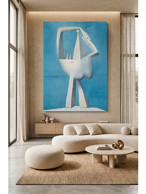 Wallivo Pablo Picasso Kadın Figürü Soyut Mavi Arka Plan Kanvas Tablo