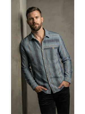 Hobi Clup Çizgili Cepli Uzun Kollu Gömlek