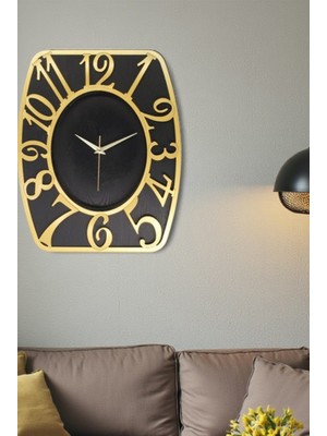 Usin Hediyelik Dekoratif Ahşap Görünümlü Siyah Dikdörtgen Salon Büro Iş Yeri Mutfak Duvar Saati 35*30 cm