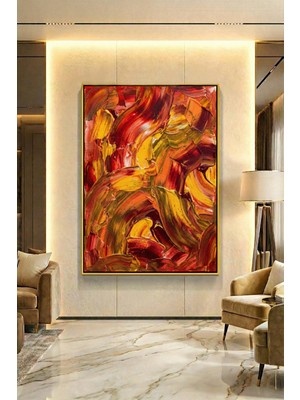 Wallivo Tutkunun Sıcak Renklerinin Dansı Bronz Metal Çerçeveli Kanvas Tablo