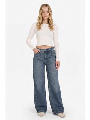 DeFacto %100 Pamuk Low Rıse Wideleg Düşük Bel Uzun Jean Pantolon G2523AX25WN