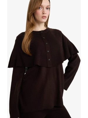 DeFacto Regular Fit Bisiklet Yaka Düğme Detaylı Triko Tunik G5062AX25CW