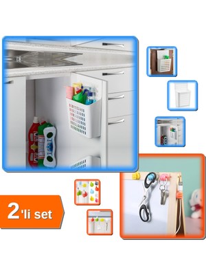 Hereveoyuncak Dolap Kapağına Asılabilen Organizeri + 10 Adet Renkli Ok Işareti Kablo Tutucu Klips - 2li Set C0E9U3