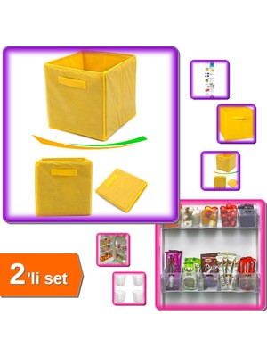 Hereveoyuncak Çok Amaçlı Dolap Içi Düzenleyici Kutu Sarı + 6 Adet Buzdolabı Içi Mini Organizer - 2li Set G2X0S7