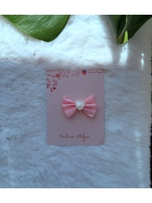 Parla'nın Atölyesi 0-3 Yaş Az Saçlı ve Saçsız Bebek Tokası  Pembe Fiyonk