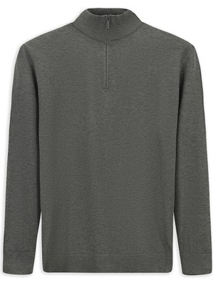 Kiğılı Regular Fit Bato Yaka Fermuarlı Trıko Kazak