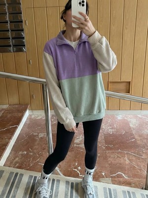 Maternel Colorblock Emzirme Özellikli Sweatshirt