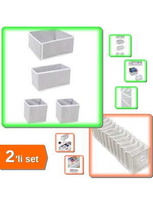 Hereveoyuncak Pratik 4 Adet Çekmece Düzenleme Kutu Organizer + 11 Gözlü Akordiyon Organizer - 2li Set N8N8Y1
