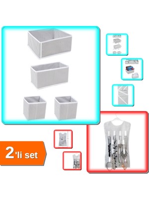 Hereveoyuncak 4 Adet Çekmece Düzenleme Kutu Organizer + Elbise Şeklinde Takı Mücevher Düzenleyici - 2li Set G7A3K5
