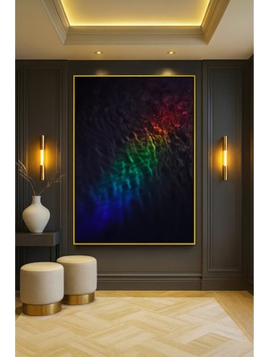 Wallivo Gökkuşağı Rengi Işık Kırılması Hafif Karanlık Fotoğraf Gold Metal Çerçeveli Kanvas Tablo