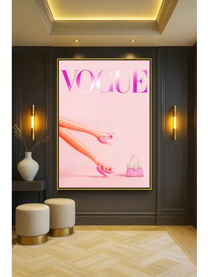 Wallivo Oyuncak Efektli Vogue Kapağı - Ilginç Modern Sanat Gümüş Metal Çerçeveli Kanvas Tablo