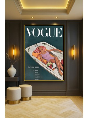 Wallivo Vogue "the Look Ahead" - Ileriye Bakış Temalı Moda Gümüş Metal Çerçeveli Kanvas Tablo