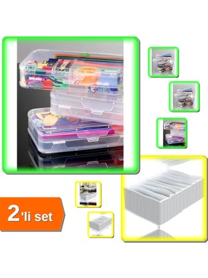 Hereveoyuncak Hobi Kutusu Iki Katlı + 8 Bölmeli Xl Çekmece Düzenleyici Organizer - 2li Set L9X2X4