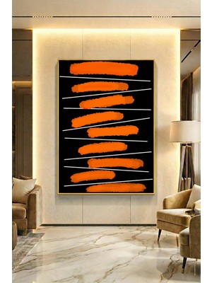 Wallivo Turuncunun Ahengi Modern Stil Bronz Metal Çerçeveli Kanvas Tablo
