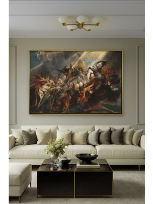 Wallivo Peter Paul Rubens Phaeton'un Düşüşü Dramatik Barok Sanatı Gold Metal Çerçeveli Kanvas Tablo