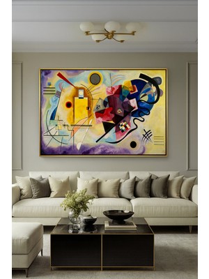 Wallivo Wassily Kandinsky'nin Renk Teorisi Başyapıtı Sarı-Kırmızı-Mavi Siyah Metal Çerçeveli Kanvas Tablo