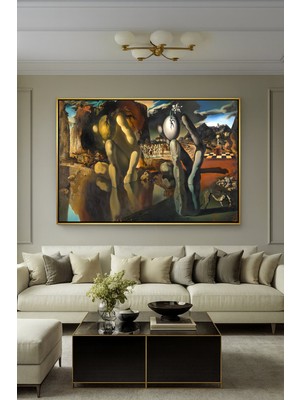 Wallivo Salvador Dali'nin Psikolojik Narkissos'un Metamorfozu Sürrealist Bronz Metal Çerçeveli Kanvas Tablo