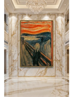 Wallivo Edvard Munch Çığlık Gümüş Metal Çerçeveli Kanvas Tablo