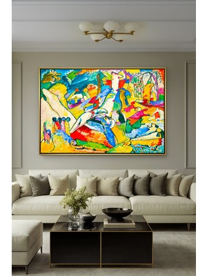 Wallivo Wassily Kandinsky Tufan (The Flood) Dışavurumcu Soyut Sanat Gümüş Metal Çerçeveli Kanvas Tablo