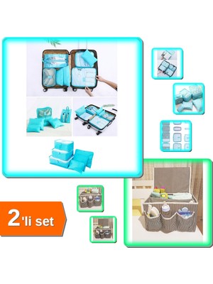 Hereveoyuncak 6 Parça Bebek Anne Çantası Düzenleyici + 5 Bölmeli Kapaklı Başucu Organizer - 2li Set S5Y3T3
