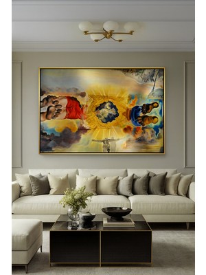 Wallivo Salvador Dali'nin Anıtsal Eseri Rüzgarlar Sarayı Tavan Resmi Gümüş Metal Çerçeveli Kanvas Tablo