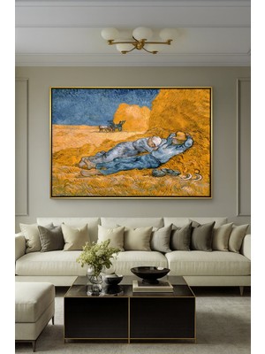 Wallivo Van Gogh'un Millet Yorumu (The Siesta) Post-Empresyonist Gümüş Metal Çerçeveli Kanvas Tablo