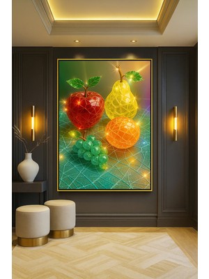Wallivo Kristalleşmiş Meyveler Gümüş Metal Çerçeveli Kanvas Tablo