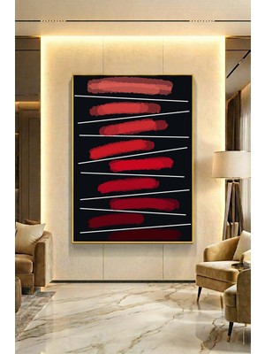 Wallivo Kırmızı Tonlarının Ahengi Model 1 Siyah Metal Çerçeveli Kanvas Tablo